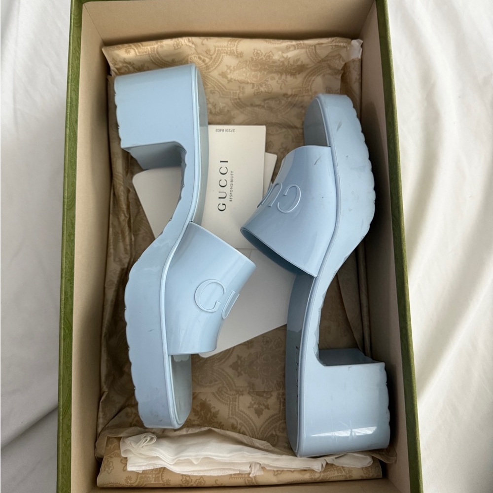 Gucci Women's Light Blue Platform Sandals